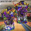 BlueJose Bowling And Pins Dinosaur Graffiti Street Art Customized Name, Team Name 3D Shirt (4 Colors)