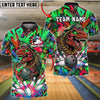 BlueJose Bowling And Pins Dinosaur Graffiti Street Art Customized Name, Team Name 3D Shirt (4 Colors)