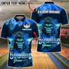 BlueJose Bowling And Pins Synthwave Gorilla Retro Neon Customized Name, Team Name 3D Shirt (6 Colors)
