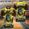 BlueJose Bowling And Pins Synthwave Gorilla Retro Neon Customized Name, Team Name 3D Shirt (6 Colors)