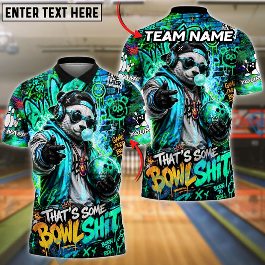 BlueJose Bowling And Pins Panda Graffiti Bubble Gum Customized Name, Team Name 3D Shirt (4 Colors)
