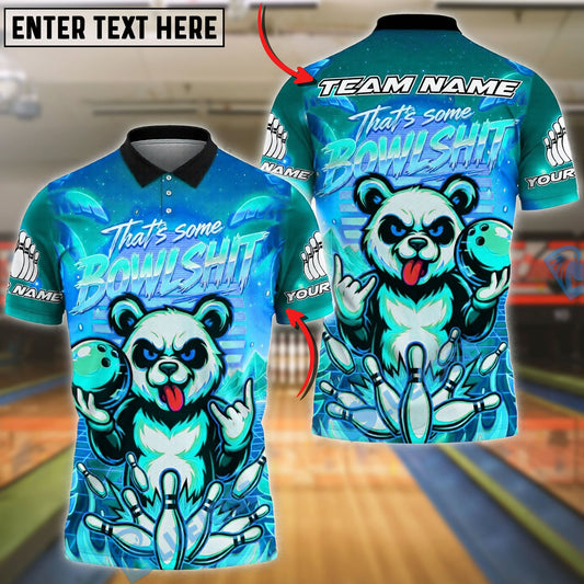 BlueJose Bowling And Pins Panda Neon Synthwave Bowshit Customized Name, Team Name 3D Shirt (4 Colors)