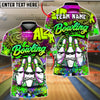 BlueJose Bowling And Pins Graffiti Street Art Gangster Pins Smoke Customized Name, Team Name 3D Shirt (4 Colors)