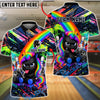 BlueJose Bowling And Pins Rainbow Black Unicorn Punk Customized Name, Team Name 3D Shirt (6 Colors)