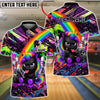 BlueJose Bowling And Pins Rainbow Black Unicorn Punk Customized Name, Team Name 3D Shirt (6 Colors)