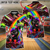 BlueJose Bowling And Pins Rainbow Black Unicorn Punk Customized Name, Team Name 3D Shirt (6 Colors)