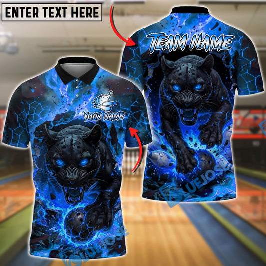 BlueJose Bowling And Pins Black Panther Lava Flame Customized Name, Team Name 3D Shirt (4 Colors)
