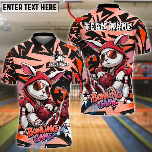 BlueJose Bowling And Pins Rabbit Graffiti Customized Name, Team Name 3D Shirt (4 Colors)