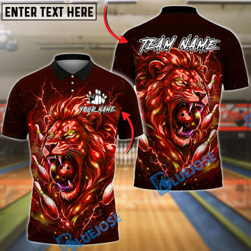 BlueJose Bowling Galaxy Lion Neon Lightning Customized Name, Team Name 3D Shirt (4 Colors)