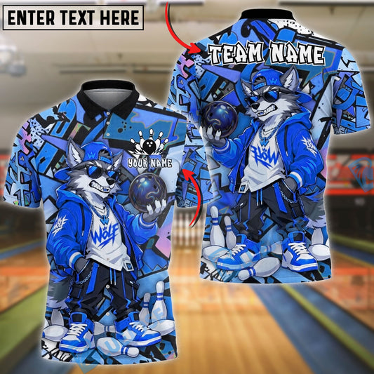 BlueJose Bowling And Pins Wolf Graffiti Streetwear Customized Name, Team Name 3D Shirt (4 Colors)
