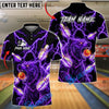 BlueJose Bowling Bear Neon Lightning Power Customized Name, Team Name 3D Shirt (4 Colors)