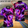 BlueJose Bowling Black Panther Neon Lightning Galaxy Customized Name, Team Name 3D Shirt (4 Colors)