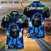 BlueJose Bowling And Pins Graffiti Cool Ball Fire Customized Name, Team Name 3D Shirt (4 Colors)