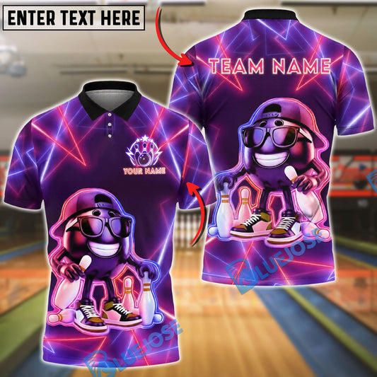 BlueJose Bowling And Pins  Neon Cool Customized Name, Team Name 3D Shirt (4 Colors)