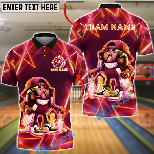 BlueJose Bowling And Pins  Neon Cool Customized Name, Team Name 3D Shirt (4 Colors)