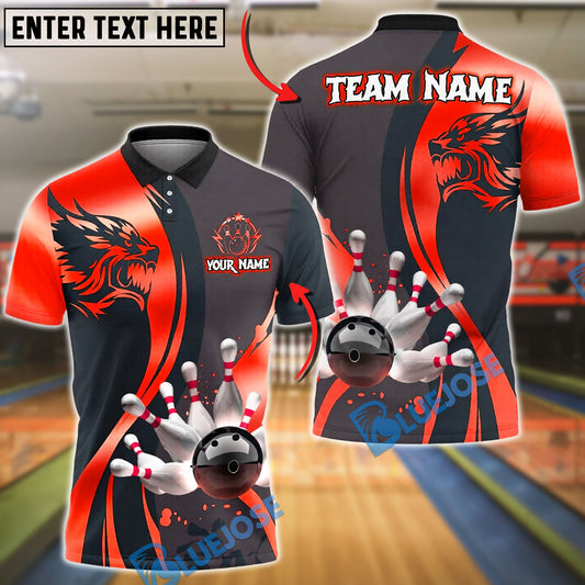 BlueJose Bowling And Pins Premium Wolf Strike Customized Name, Team Name 3D Shirt (6 Colors)