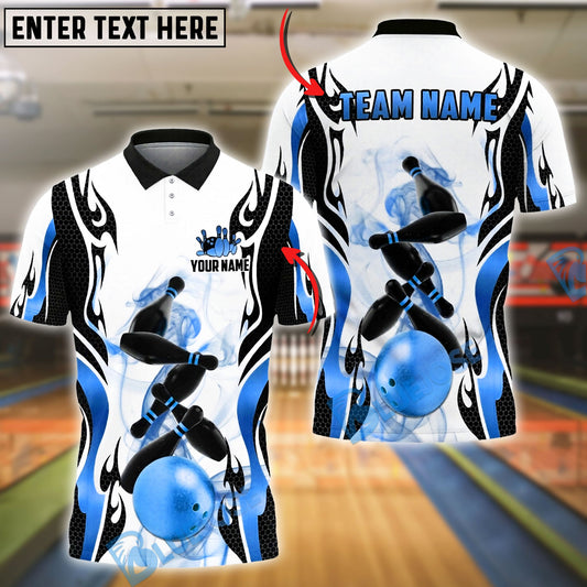 BlueJose Bowling And Pins Luxury Smoke Pattern Customized Name, Team Name 3D Shirt (6 Colors)