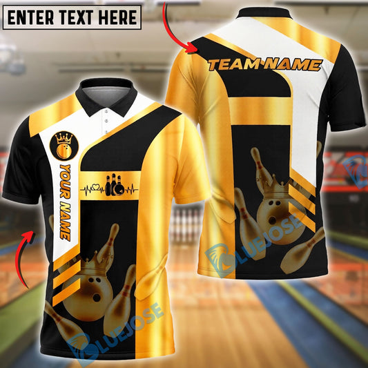 BlueJose Bowling And Pins Premium Line Customized Name, Team Name 3D Shirt (6 Colors)