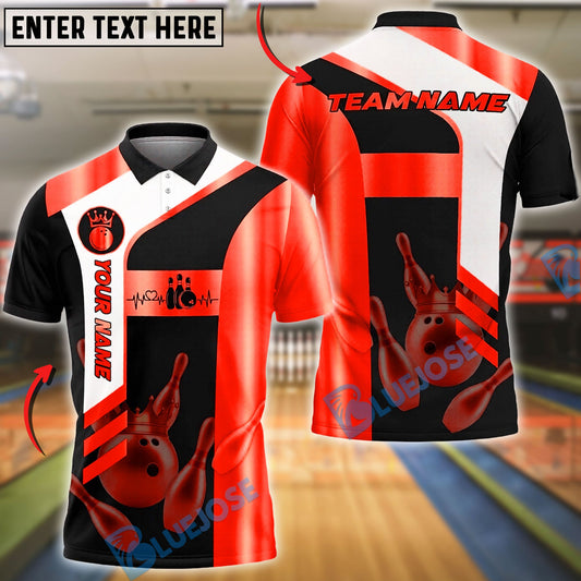 BlueJose Bowling And Pins Premium Line Customized Name, Team Name 3D Shirt (6 Colors)