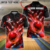 BlueJose Bowling And Pins Fire Explosion Domination Customized Name, Team Name 3D Shirt (4 Colors)