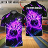 BlueJose Bowling And Pins Fireball Explosive Power Customized Name, Team Name 3D Shirt (4 Colors)