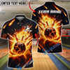BlueJose Bowling And Pins Fireball Explosive Power Customized Name, Team Name 3D Shirt (4 Colors)