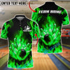 BlueJose Bowling And Pins Flaming Strike Burst Customized Name, Team Name 3D Shirt (4 Colors)