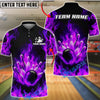 BlueJose Bowling And Pins Flaming Strike Burst Customized Name, Team Name 3D Shirt (4 Colors)