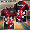 BlueJose Bowling And Pins Galaxy Thunder Lightning Pattern Customized Name, Team Name 3D Shirt (4 Colors)