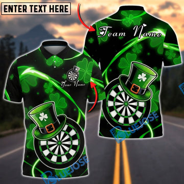 BlueJose Darts Irish Clover Lucky Hat Dartboard Personalized Name Shirt