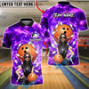 BlueJose Bowling And Pins Gothic Girl Orange Ball Blue Galaxy Background Customized Name, Team Name 3D Shirt (4 Colors)