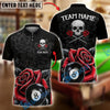 BlueJose Billiards 8 Ball Rose Skull Personalized Name Shirt (4 Colors)