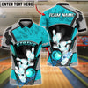 BlueJose Bowling And Pins Metal Pattern Customized Name, Team Name 3D Shirt (4 Colors)