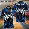 BlueJose Bowling And Pins Impact Black Shatter Customized Name, Team Name 3D Shirt (4 Colors)