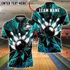 BlueJose Bowling And Pins Impact Black Shatter Customized Name, Team Name 3D Shirt (4 Colors)