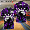 BlueJose Bowling And Pins Impact Black Shatter Customized Name, Team Name 3D Shirt (4 Colors)