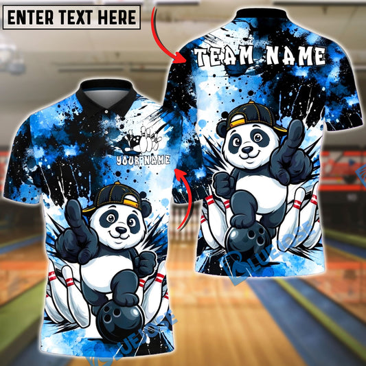 BlueJose Bowling & Pins Panda Street Style Cartoon Customized Name, Team Name 3D Shirt (4 Colors)