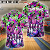 BlueJose Bowling And Pins Graffiti Pattern Customized Name, Team Name 3D Shirt (4 Colors)