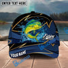 BlueJose Fishing Water Splash Navy Gold Pattern Personalized Name Classic 3D Cap Personalized Cap (13 Breeds)