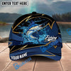 BlueJose Fishing Water Splash Navy Gold Pattern Personalized Name Classic 3D Cap Personalized Cap (13 Breeds)