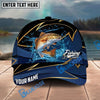 BlueJose Fishing Water Splash Navy Gold Pattern Personalized Name Classic 3D Cap Personalized Cap (13 Breeds)