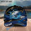 BlueJose Fishing Water Splash Navy Gold Pattern Personalized Name Classic 3D Cap Personalized Cap (13 Breeds)