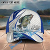 BlueJose Fishing White Scale Pattern Personalized Name Classic 3D Cap Personalized Cap (13 Breeds)