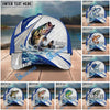 BlueJose Fishing White Scale Pattern Personalized Name Classic 3D Cap Personalized Cap (13 Breeds)