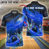 BlueJose Bowling And Pins Thunder Flame Strike Style Customized Name, Team Name 3D Shirt (4 Colors)