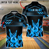 BlueJose Bowling And Pins Crown Gold Luxury Geometric Sport Style Customized Name, Team Name 3D Shirt (6 Colors)