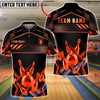 BlueJose Bowling And Pins Crown Gold Luxury Geometric Sport Style Customized Name, Team Name 3D Shirt (6 Colors)