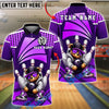BlueJose Bowling And Pins Bear Hip Hop Retro Neon Style Customized Name, Team Name 3D Shirt (4 Colors)