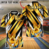 BlueJose Bowling And Pins Crown Gold Abstract Stripe Style Customized Name, Team Name 3D Shirt (6 Colors)