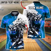 BlueJose Bowling And Pins Lion Lightning Fierce Style Customized Name, Team Name 3D Shirt (4 Colors)